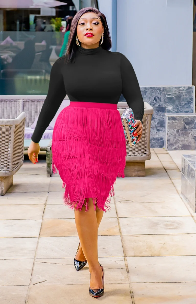 Aliyah Fringe Pencil Skirt