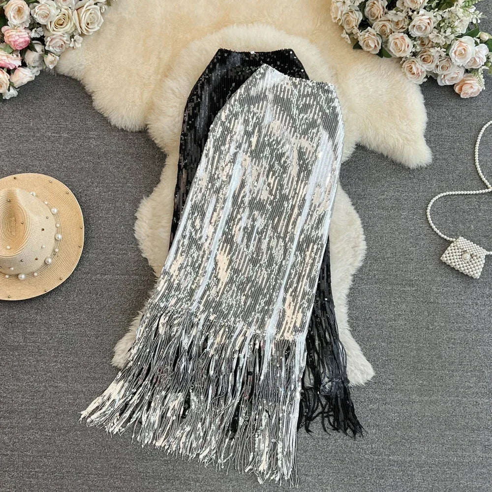 Tessa Glitter Fringe Skirt