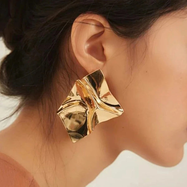 Souk Scrunched Brass Vintage Statement Earrings