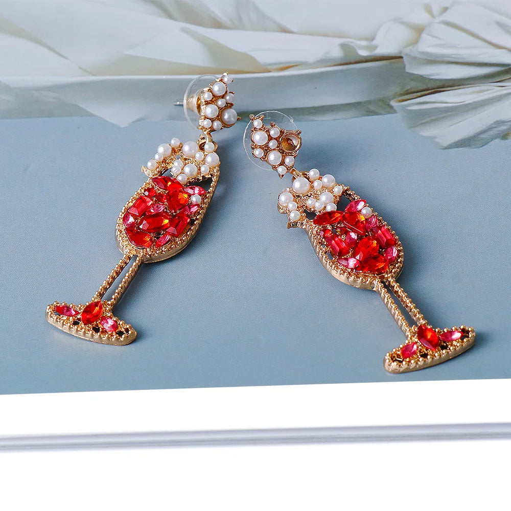 Dami Champagne Glass Elegant Pearl Drop Earrings