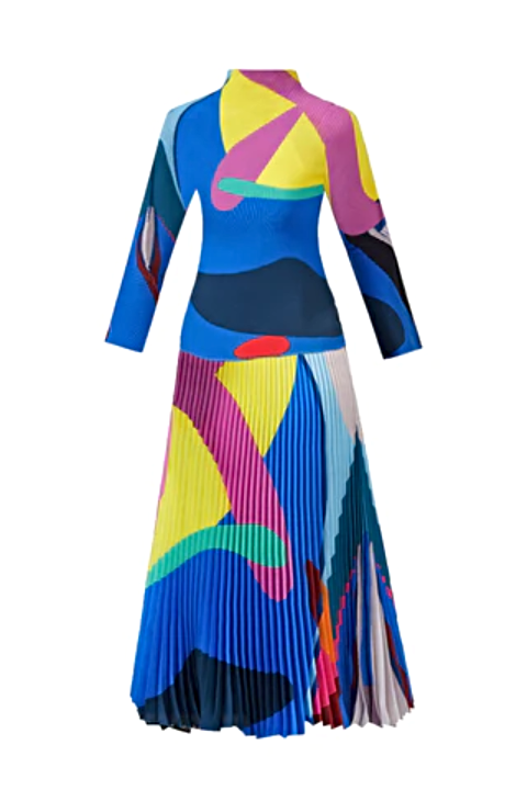 Emelia Abstract Pleated Skirt Set