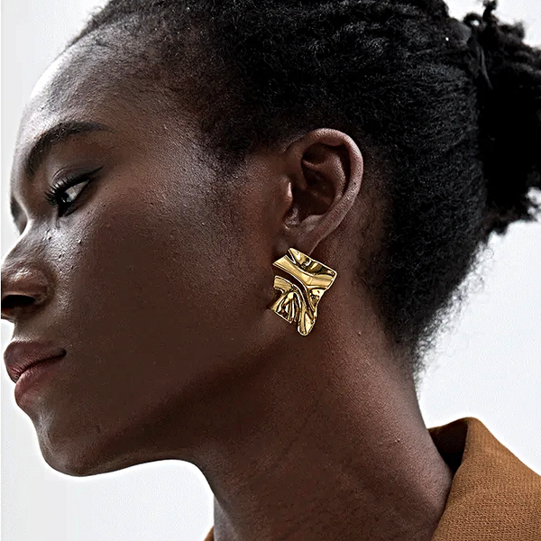 Souk Scrunched Brass Mini Statement Earrings