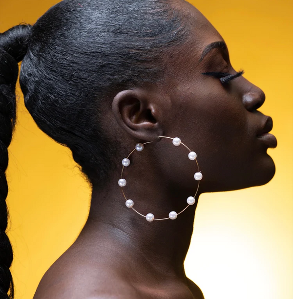 Afolabi Lightweight Pearl Hoop Earrings