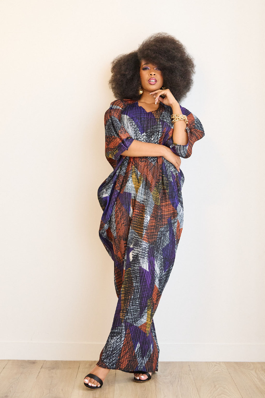 Adumah Pleated Maxi Kaftan Dress