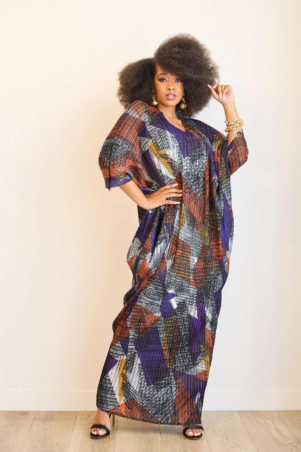 Adumah Pleated Maxi Kaftan Dress