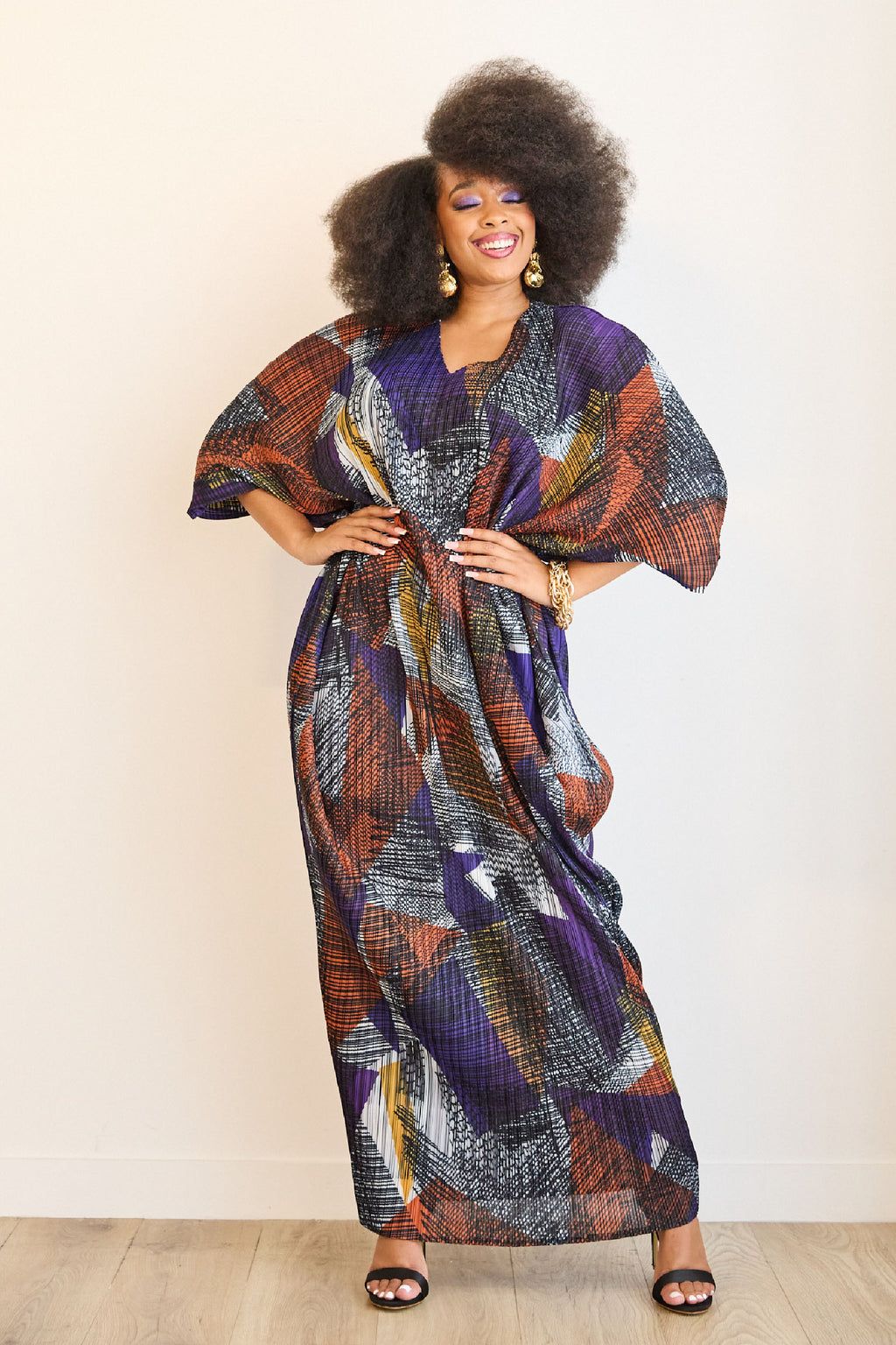 Adumah Pleated Maxi Kaftan Dress