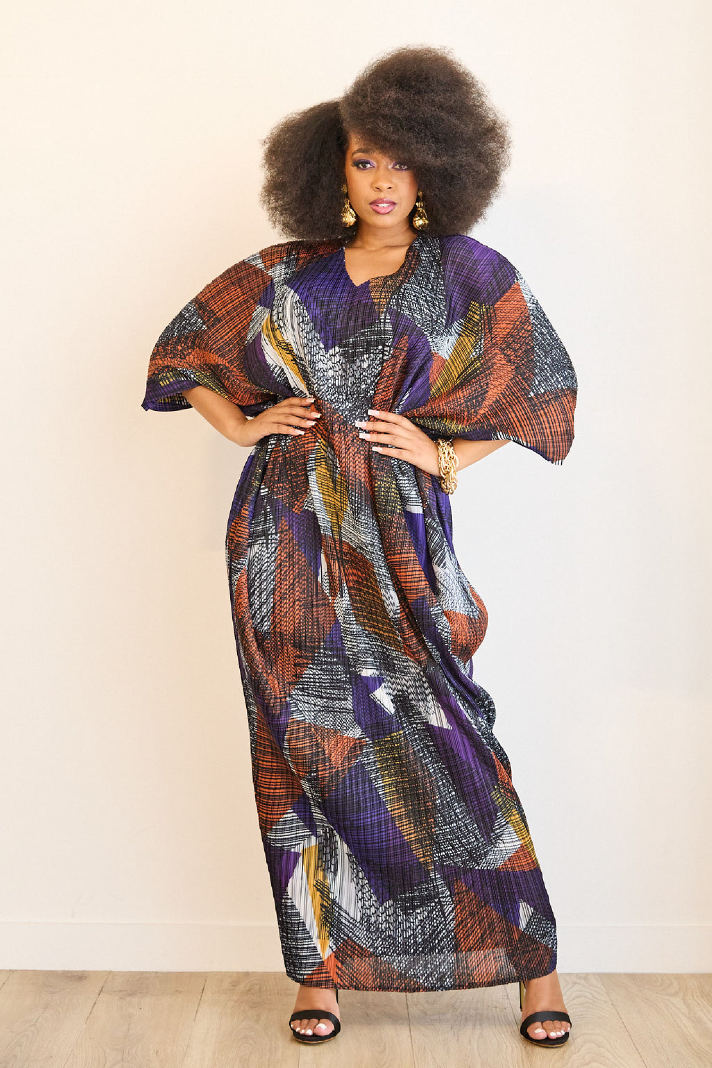 Adumah Pleated Maxi Kaftan Dress