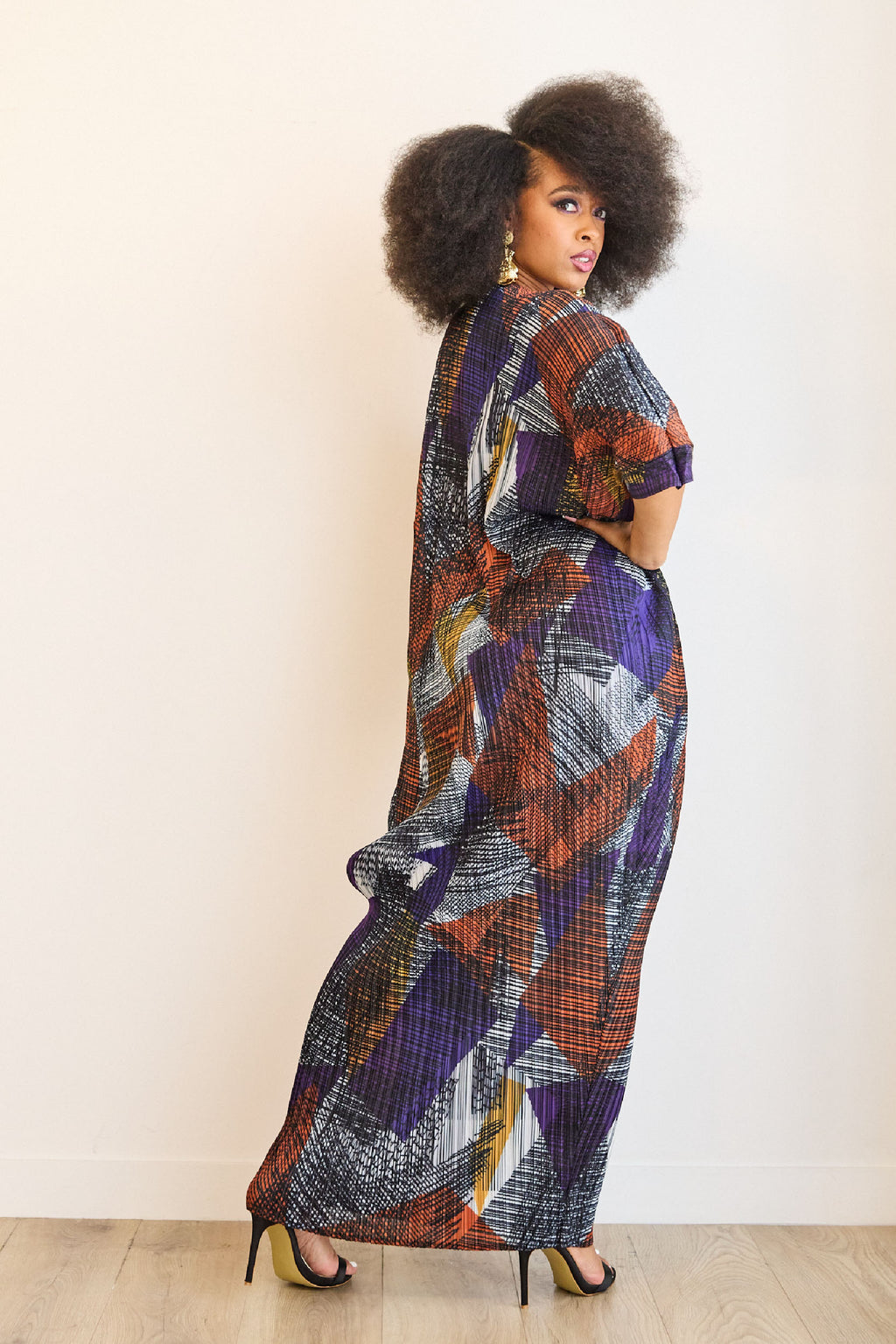 Adumah Pleated Maxi Kaftan Dress