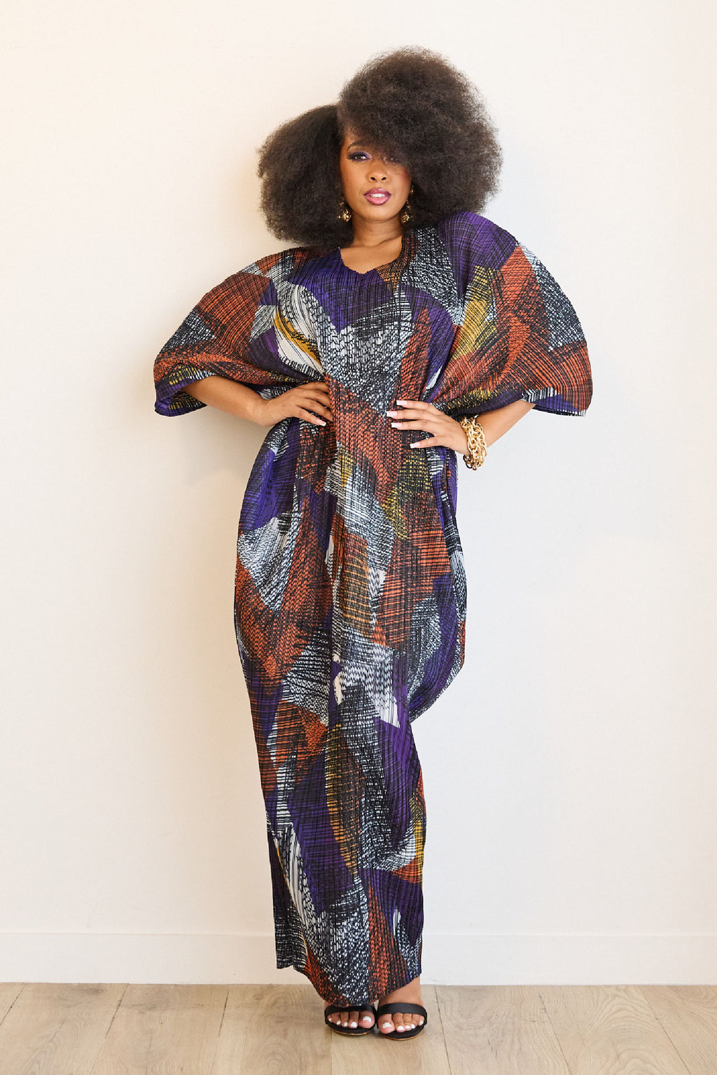 Adumah Pleated Maxi Kaftan Dress