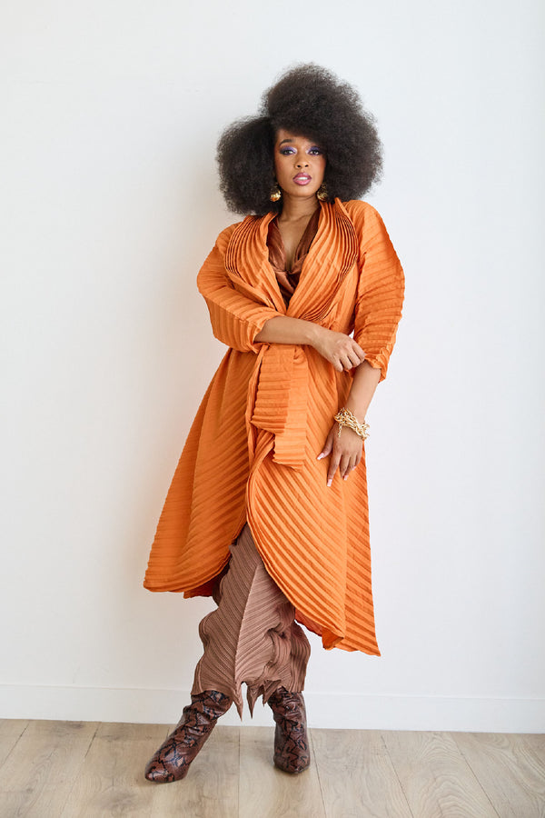 Falkville Orange Pleated Duster