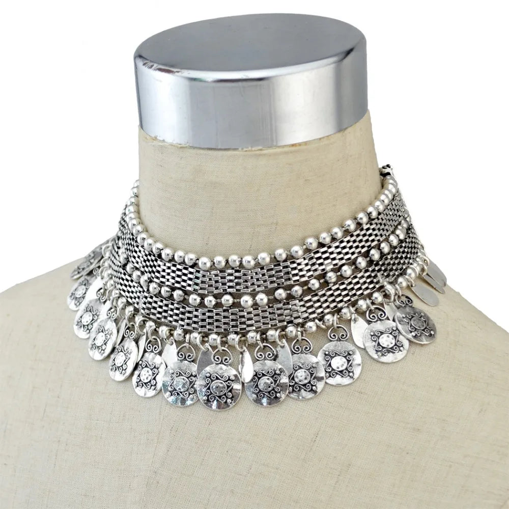 Pero Tribal Coin Collar Statement Choker