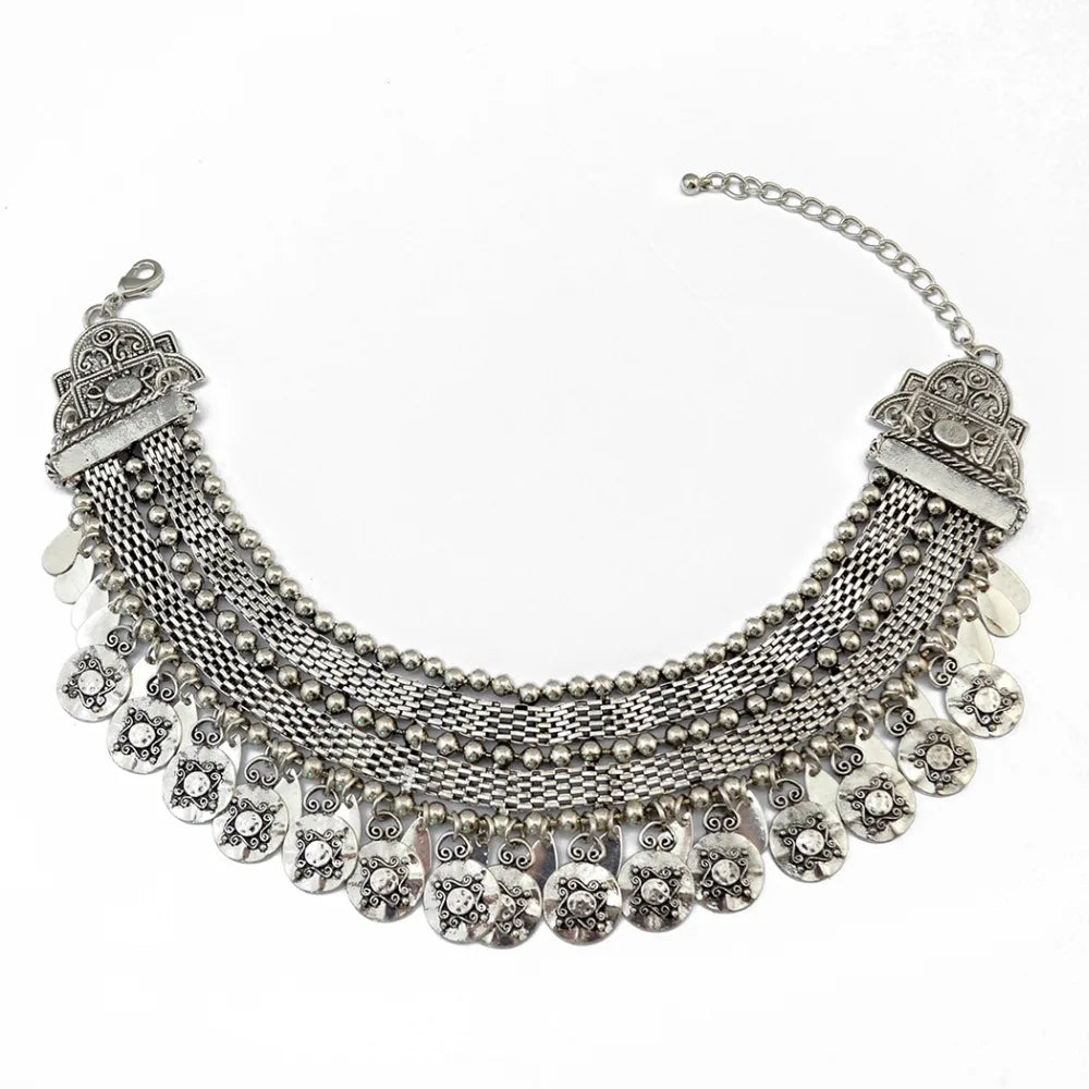 Pero Tribal Coin Collar Statement Choker