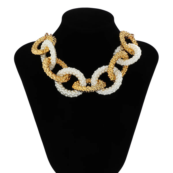 Maxie Faux Pearl Chain Link Necklace