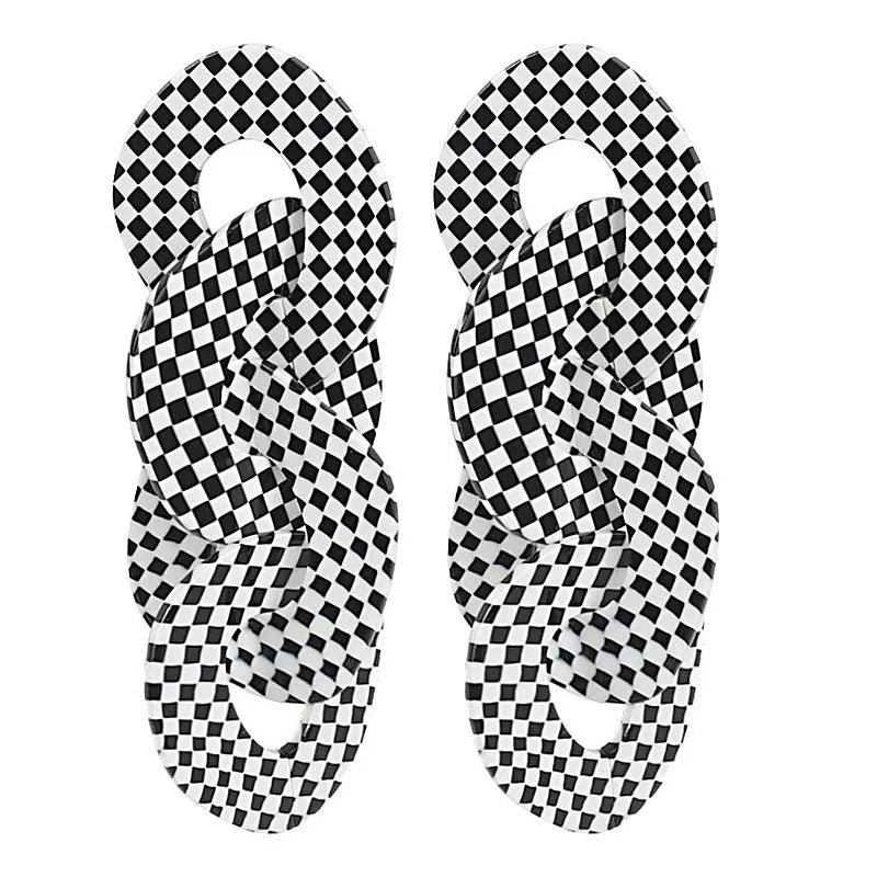 Bohemia Checkered Maxi Geometric Stud Earrings