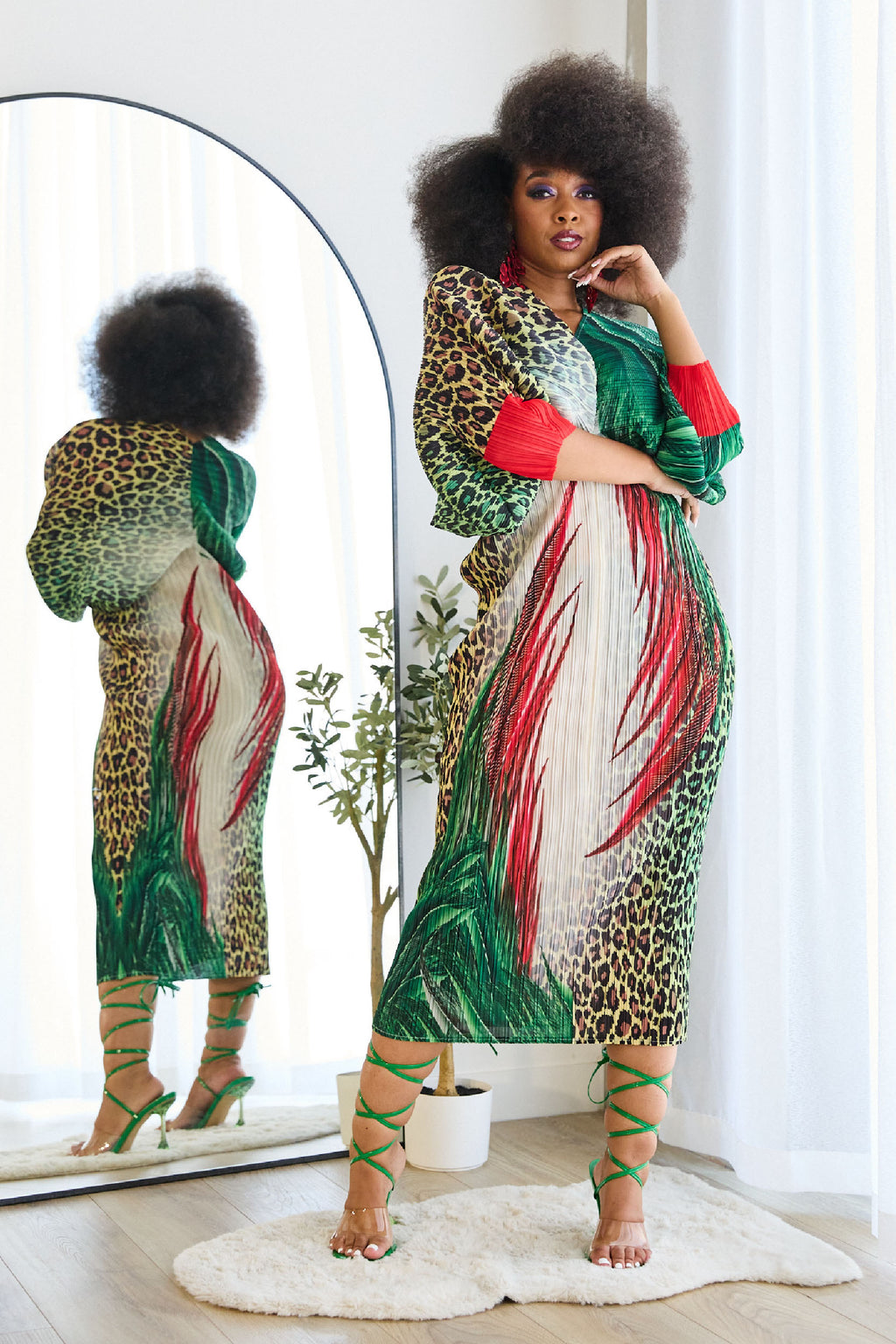 Oriami Cheetah Pleated Dress