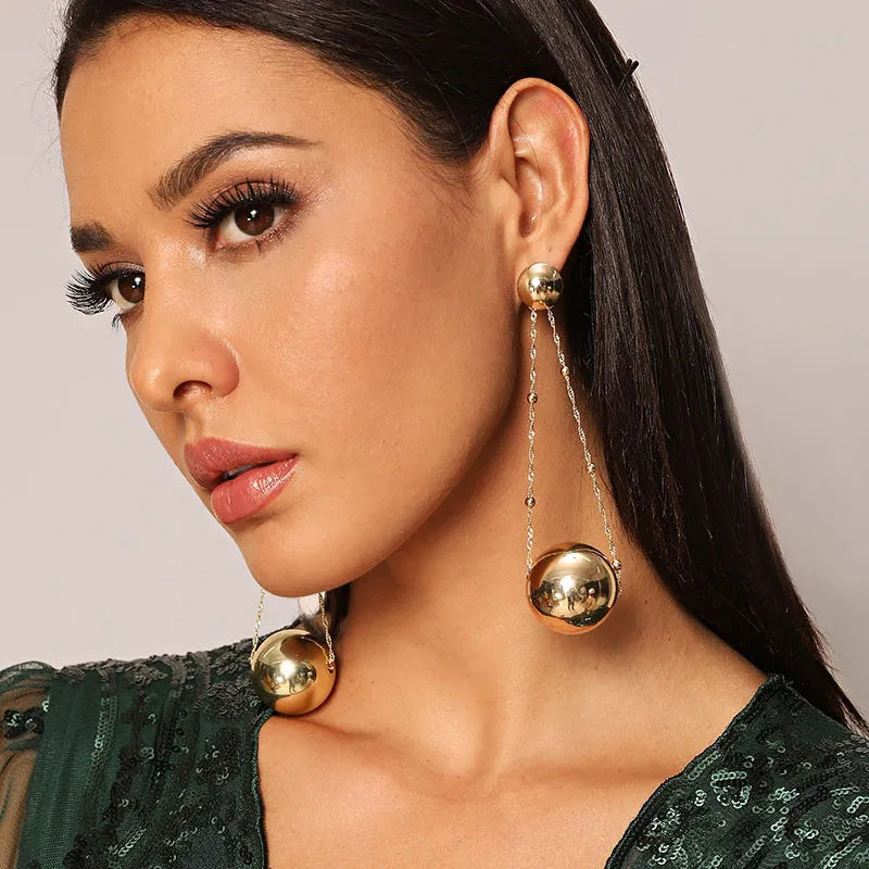 Noella Metallic Ball Chain Drop Earrings