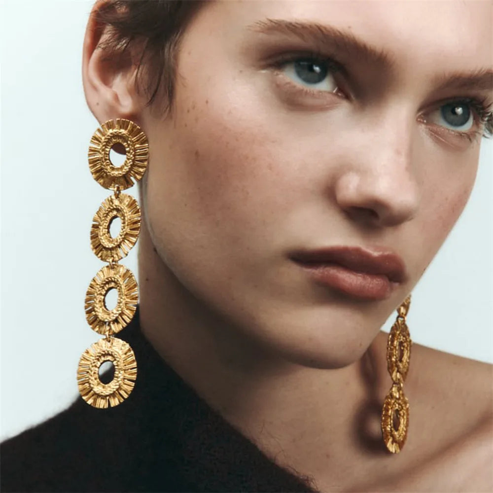 Link Circle Drop Earrings