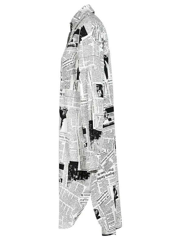 Adu Newspaper Print Shirt Dress