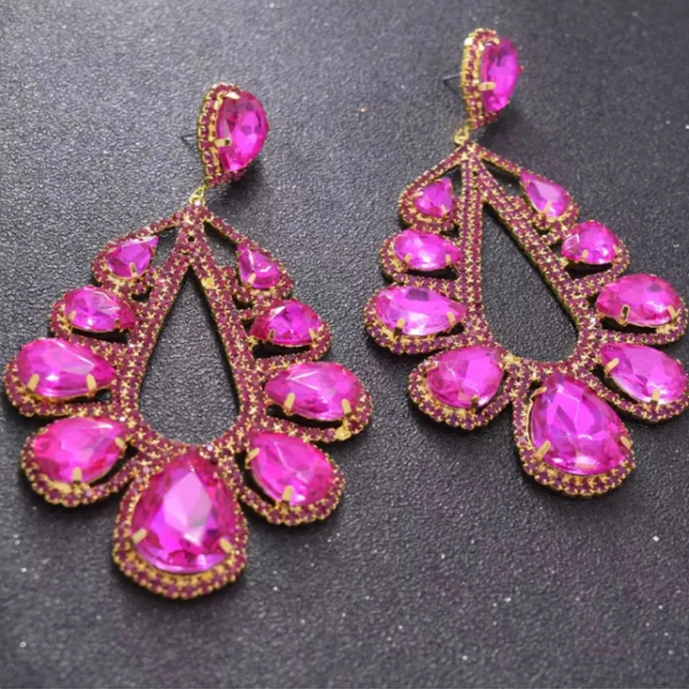 Stefie Colorful Rhinestone Drop Dangle Earrings