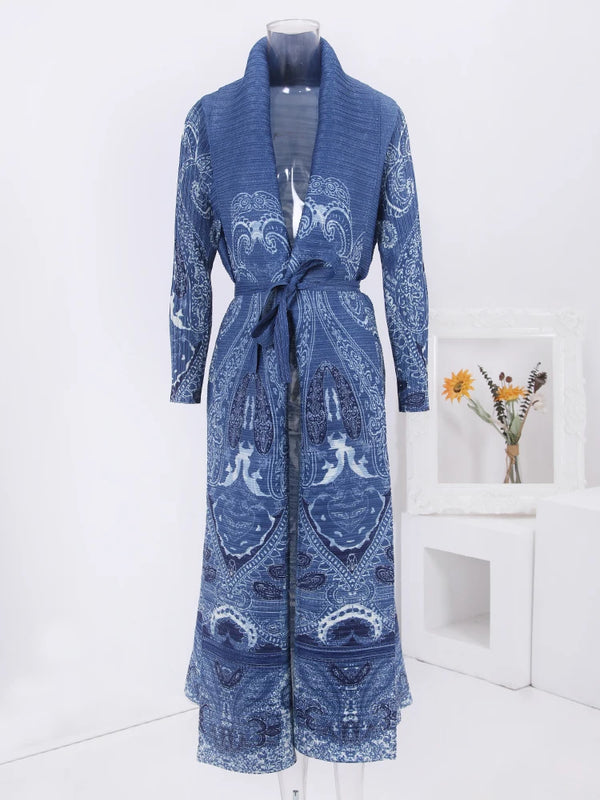 TruBlue Maxi Pleated Kimono Jacket