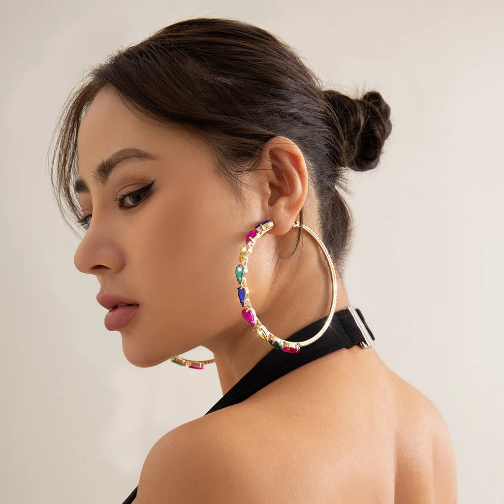 Rita Circle Hearts Crystal Hoop Earrings
