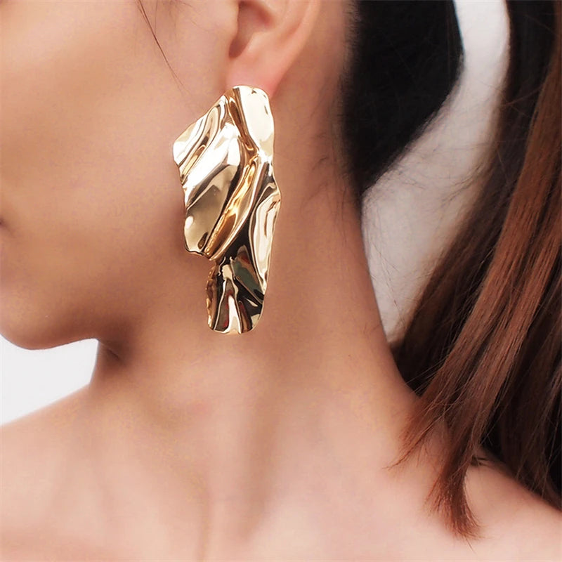 Lavia Irregular Metal Statement Stud Earrings