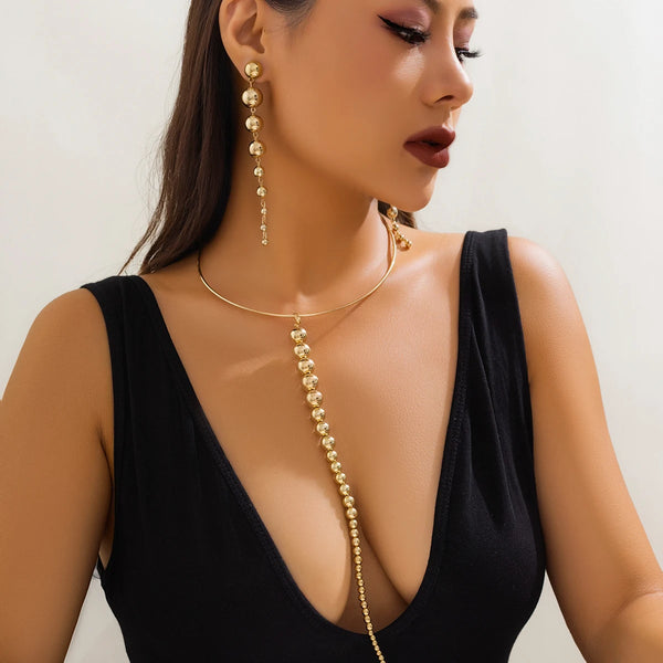 Preye Deep V Faux Pearl Tassel Necklace