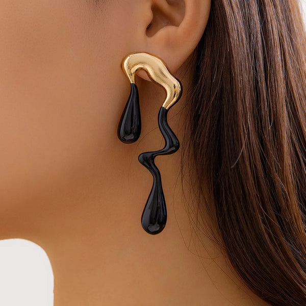 Oscar Gothic Mixed Colour Oil Drop Irregular Stud Earrings