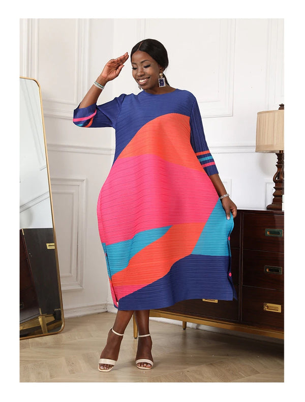 Alebi Color Blocking Pleated Dress