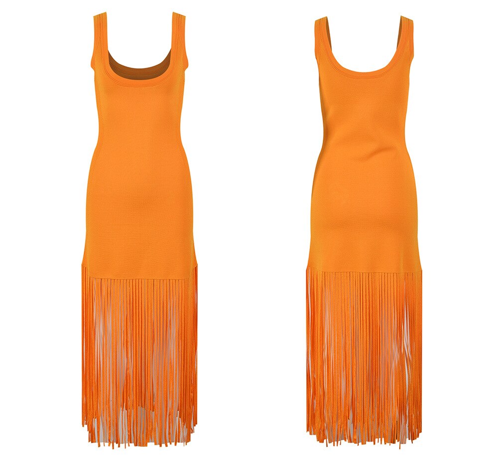 Tata Orange Tassel Knit Dress