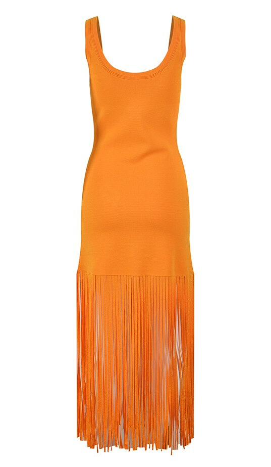 Tata Orange Tassel Knit Dress