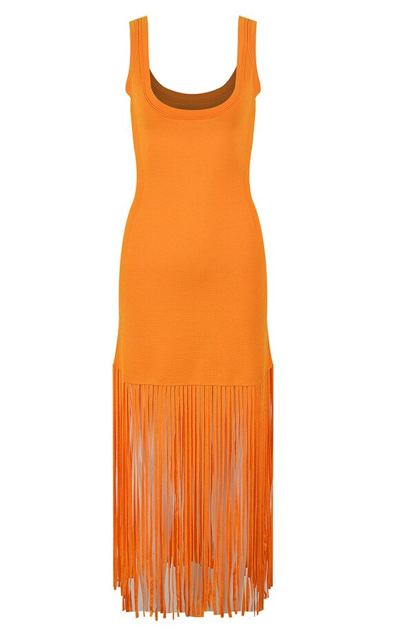 Tata Orange Tassel Knit Dress