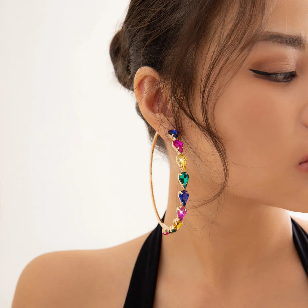 Rita Circle Hearts Crystal Hoop Earrings