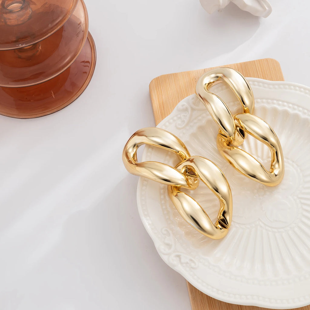 Tade Link Up Gold Chain Drop Earrings