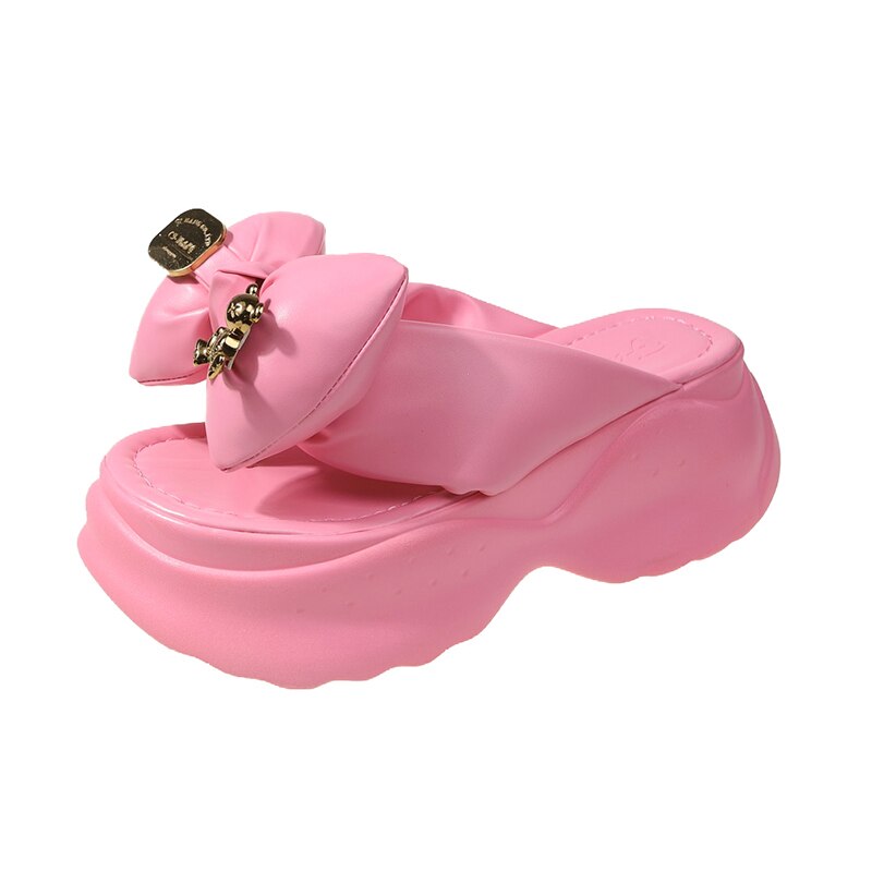 Bella Bowknot Platform Slides