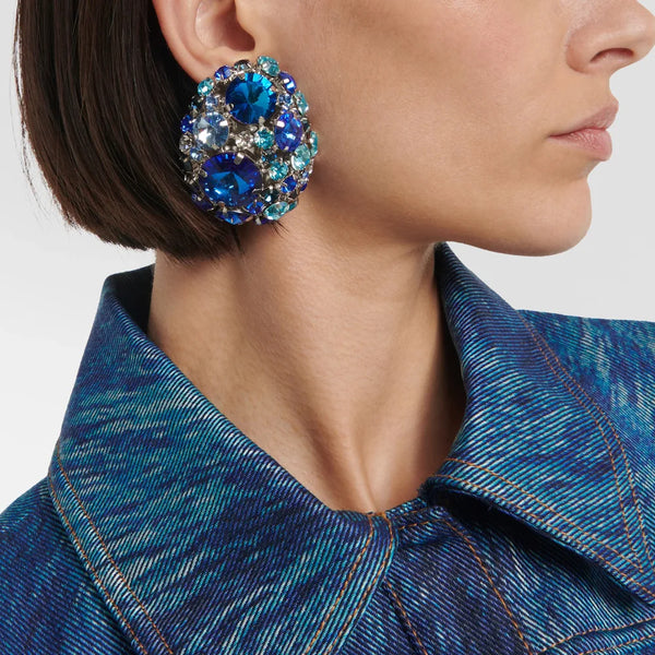 Kristelle Rhinestone Round Crystal Statement Clip On