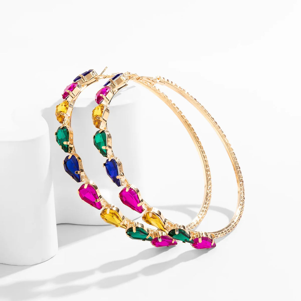 Rita Circle Hearts Crystal Hoop Earrings