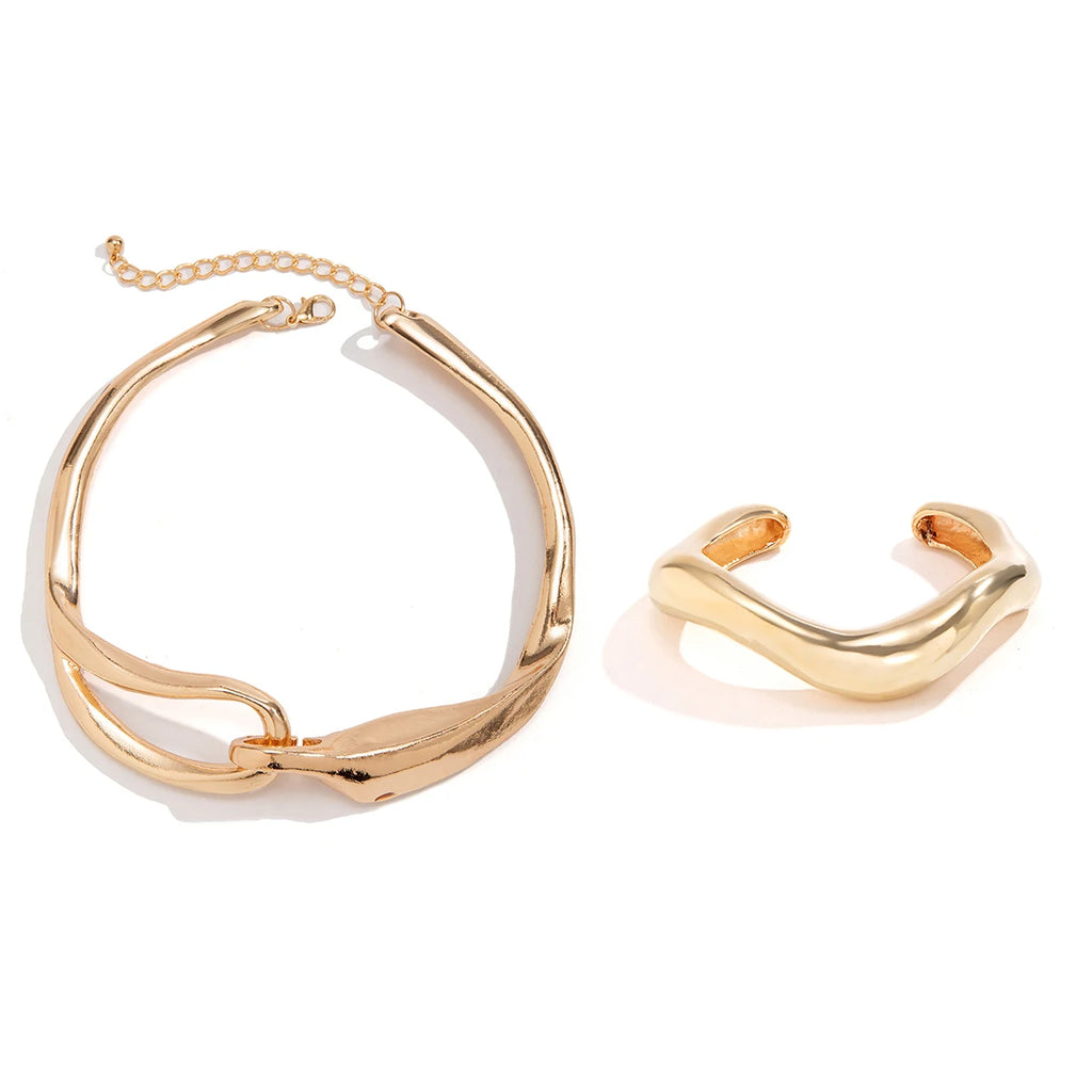 Tomi Hammered Brass Link Cuff Bracelet