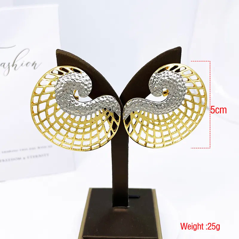 Tara Sea shell Geometric Alloy Statement Earrings