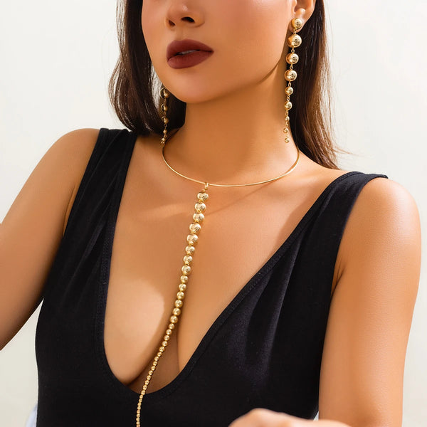Preye Deep V Faux Pearl Tassel Necklace