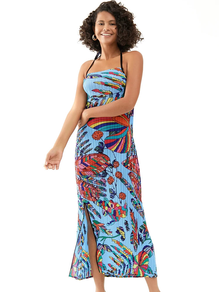 Ngozima Halter-Neck Pleated Set