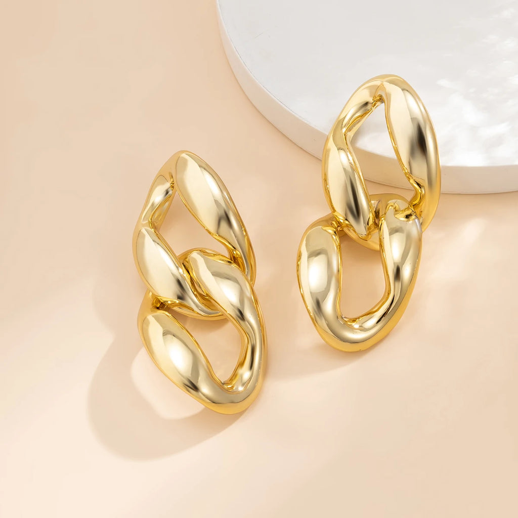 Tade Link Up Gold Chain Drop Earrings