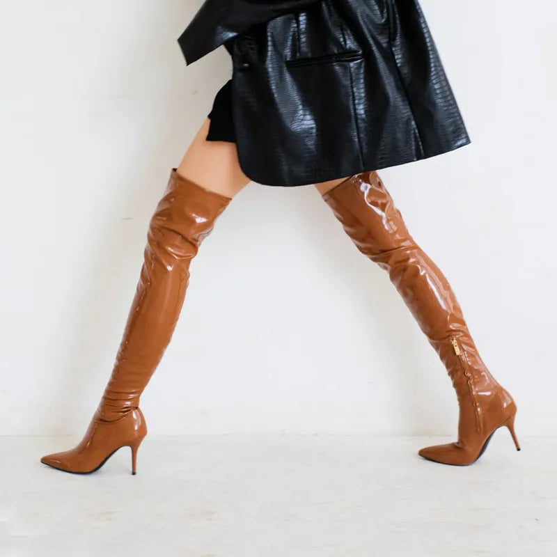 Majuer Over the Knee Patent Boots