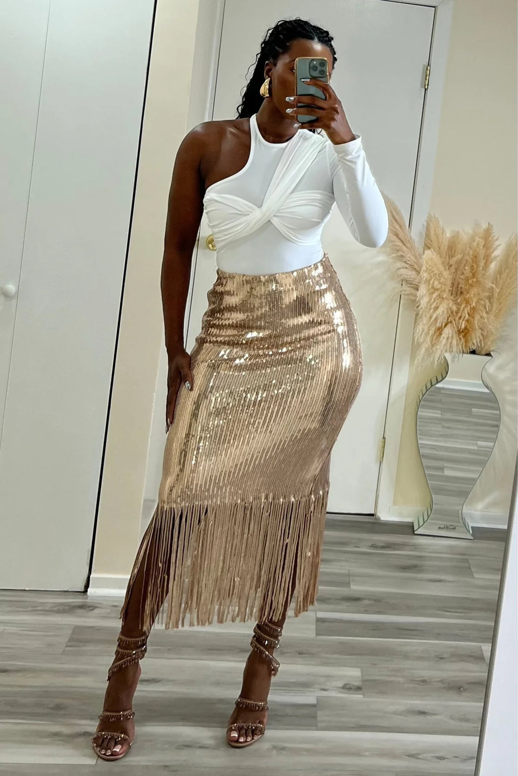 Tessa Glitter Fringe Skirt