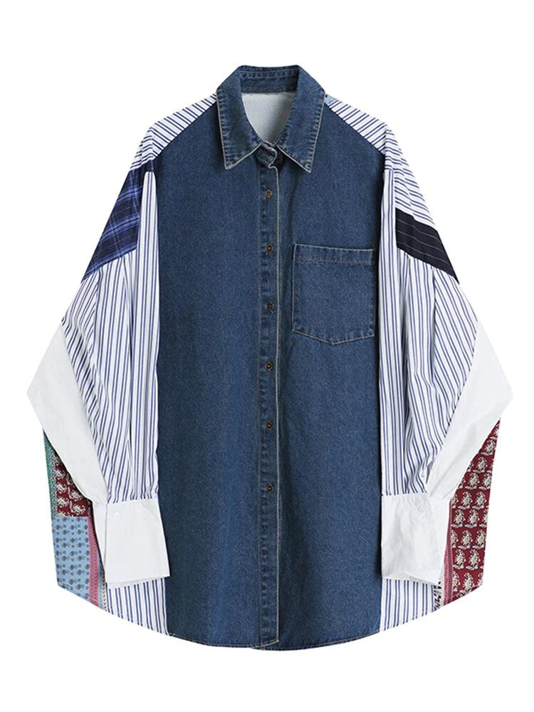 Coco Denim Patchwork Shirt- OOTD