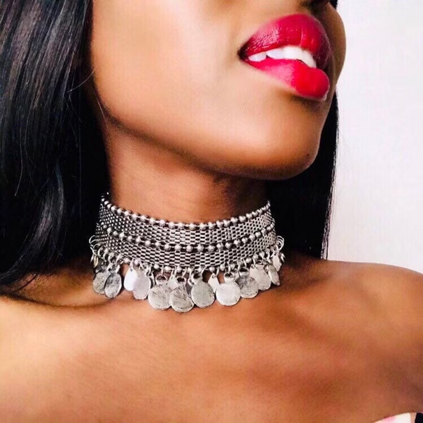Pero Tribal Coin Collar Statement Choker