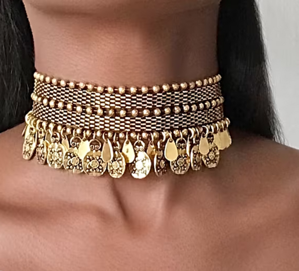 Pero Tribal Coin Collar Statement Choker