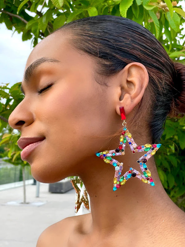 Star Girl Crystal Statement Earrings