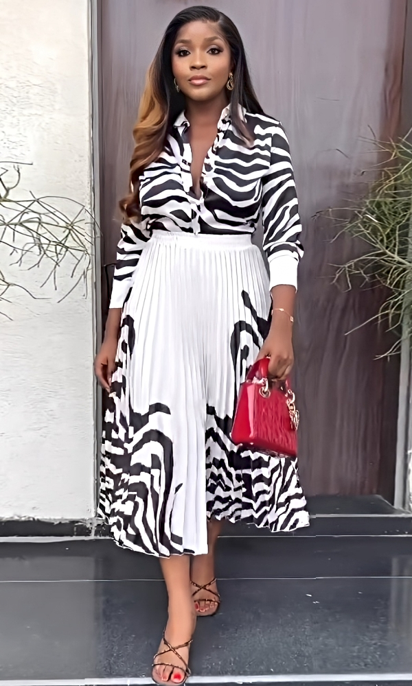 Maui Zebra Print Pleated Set