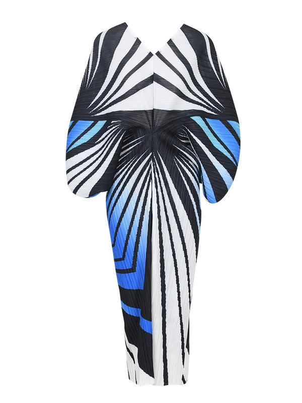 Meshia Zebra Striped Pleated Dress